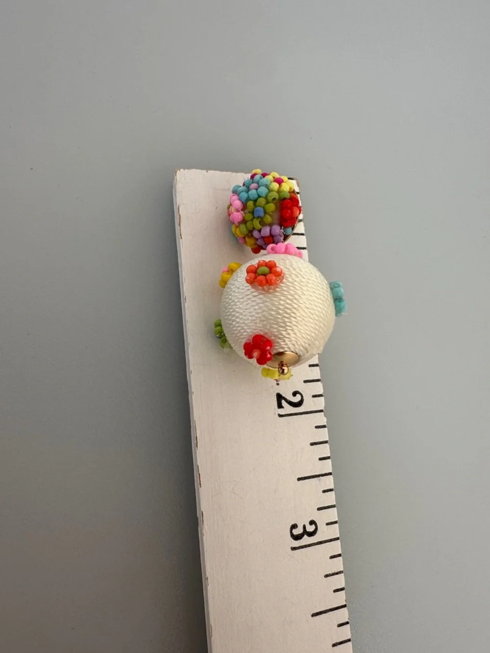 Colorful White Beaded Floral Drop Earrings